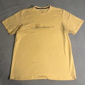 Yellow vintage Eddie Bauer graphic tee with a relaxed fit XL